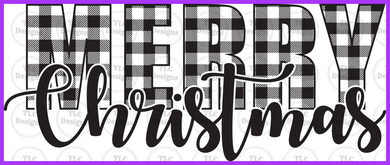 Black Plaid Merry Christmas Full Color Transfers