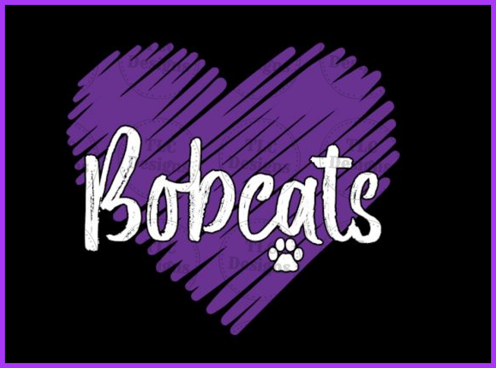 Bobcats Heart Full Color Transfers