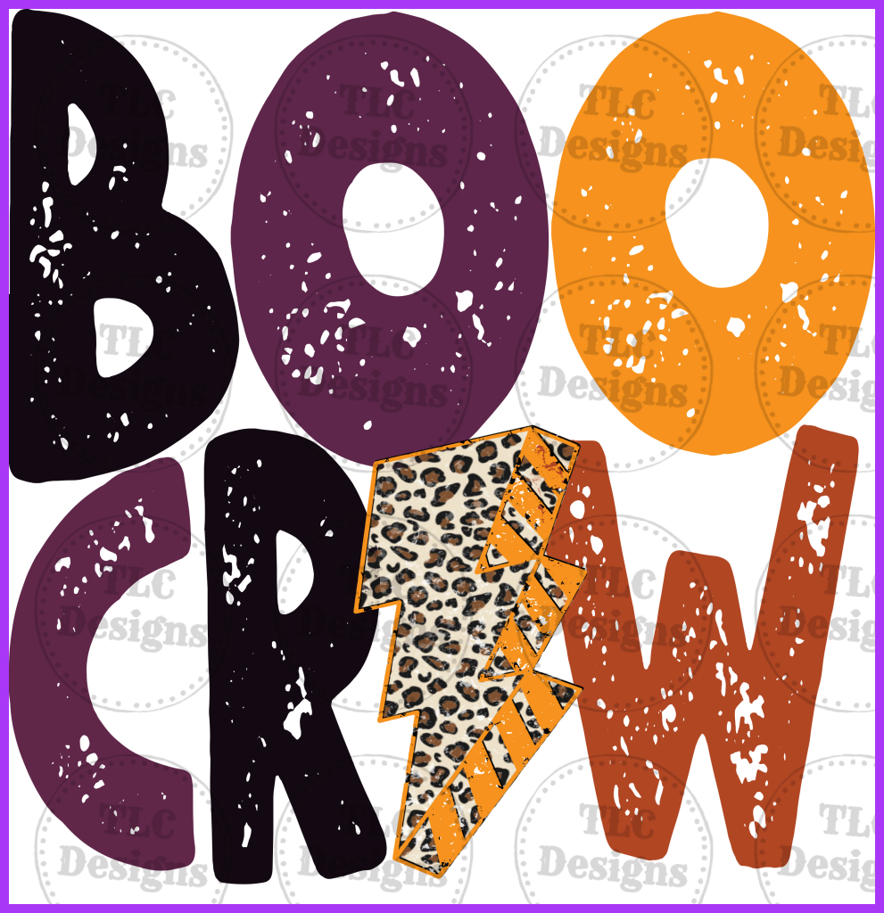 Boo Crew With Lightening Bolt Full Color Transfers