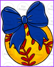 Load image into Gallery viewer, Bows And Balls- Can Add Team Name Change Color Of Bow- Put In Notes Full Color Transfers
