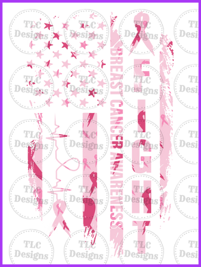 Breast Cancer Distressed Flag Full Color Transfers