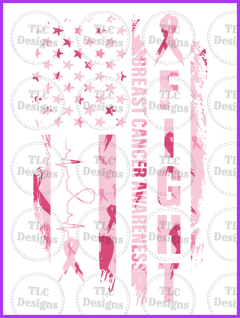 Breast Cancer Distressed Flag Full Color Transfers