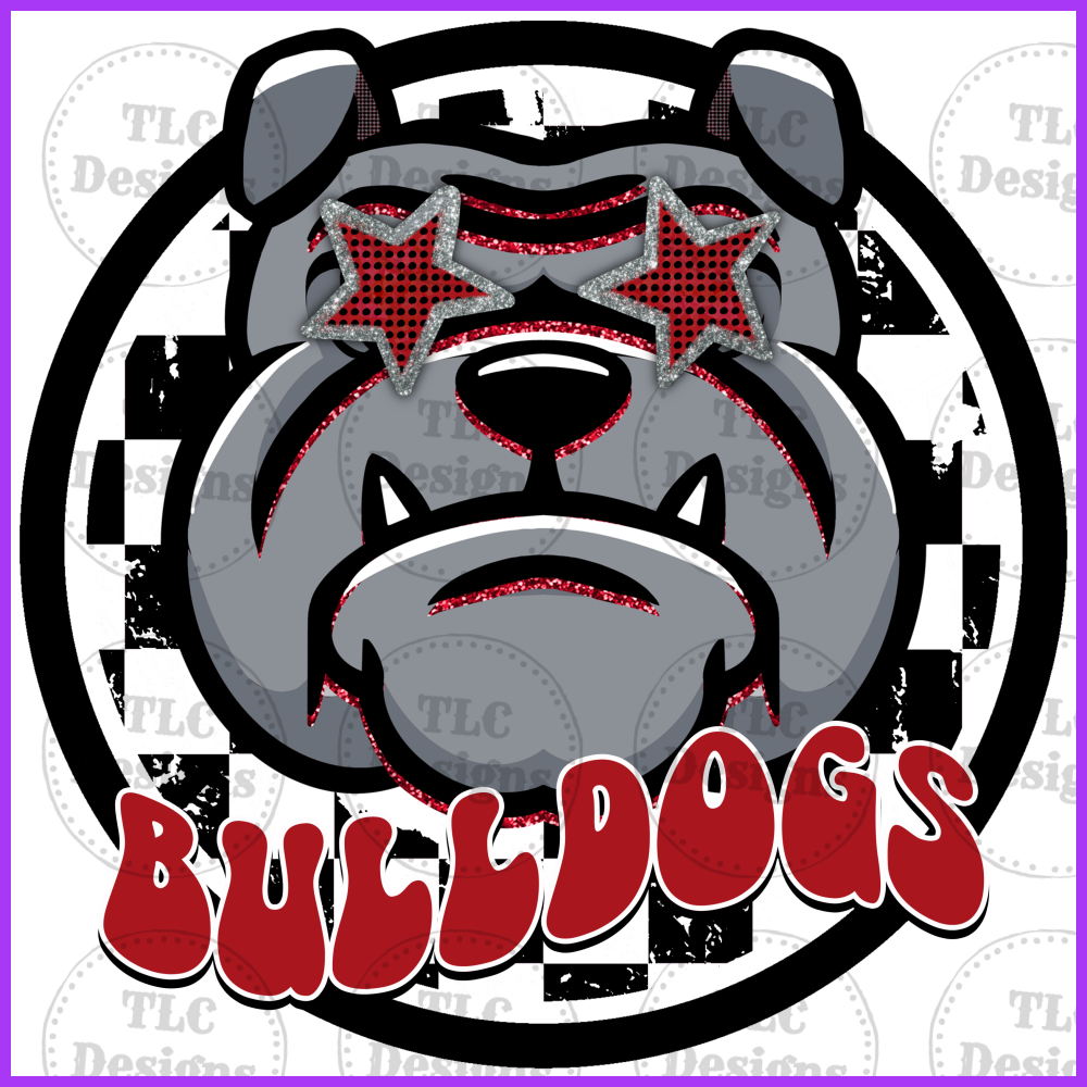 Bulldog Grey Black And Red Full Color Transfers