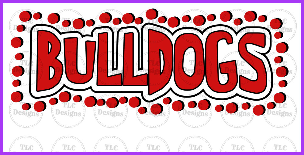 Bulldogs Red And Black With Dots Full Color Transfers
