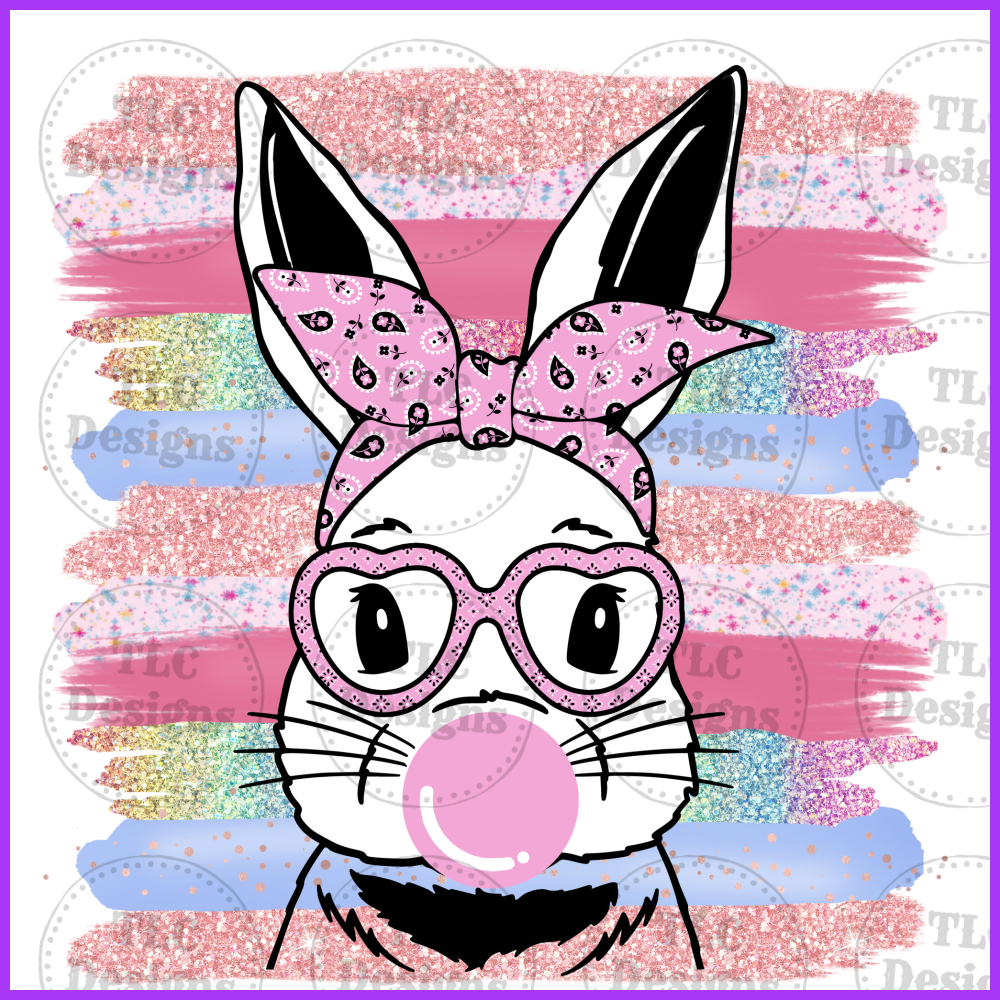 Bunny Blowing Bubble Full Color Transfers