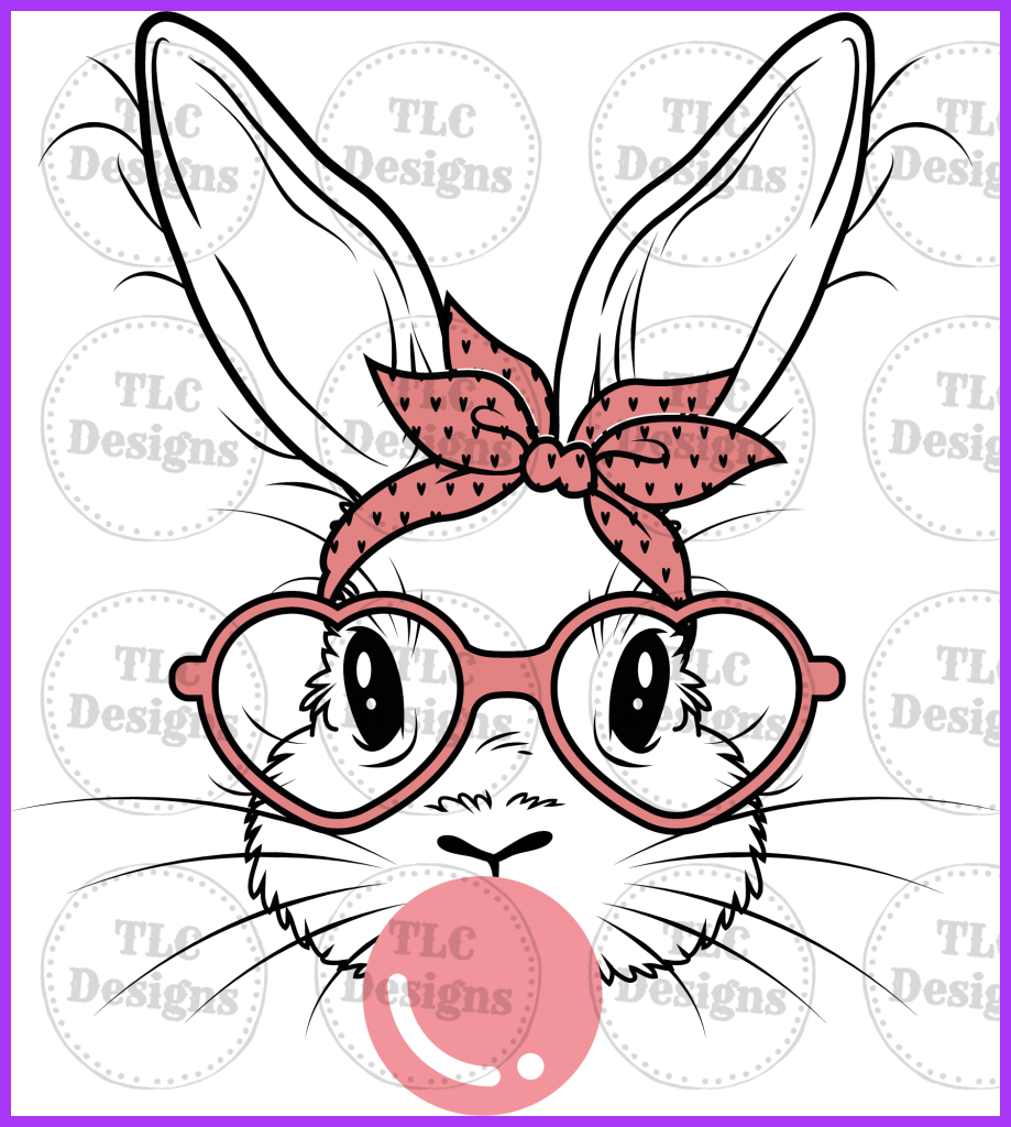 Bunny With Gum Full Color Transfers