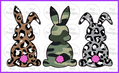Camo Leopard Bunnies Full Color Transfers