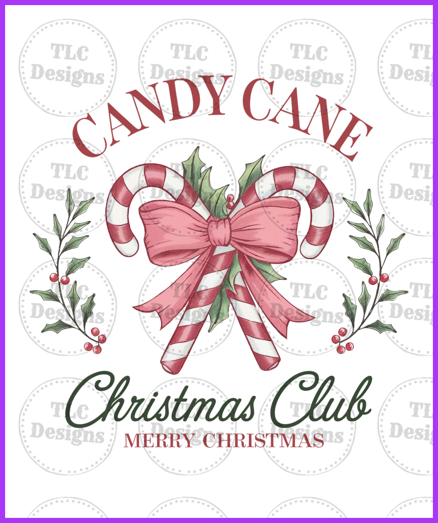 Candy Cane Christmas Club Full Color Transfers