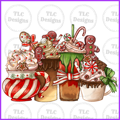 Christmas Chocolate Coffee Cup Full Color Transfers