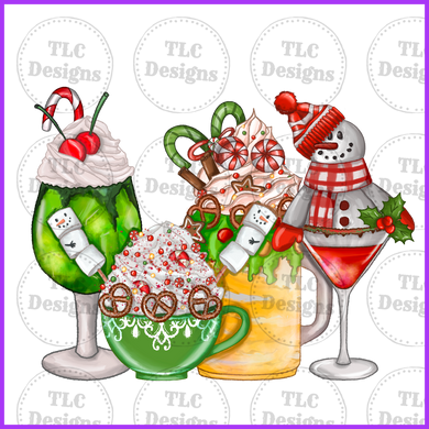 Christmas Chocolate Coffee Cup Full Color Transfers