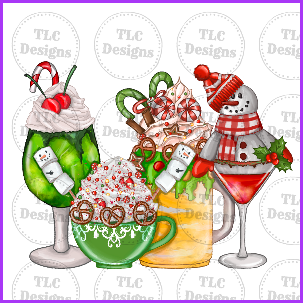 Christmas Cocktails Full Color Transfers