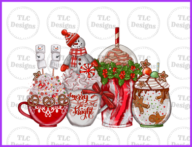 Christmas Coffee Snowman Full Color Transfers