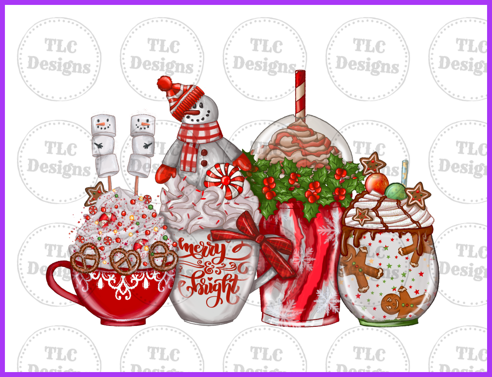 Christmas Coffee Snowman Full Color Transfers