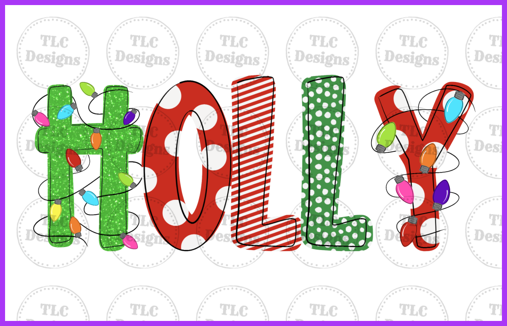 Christmas Name In Lights Full Color Transfers