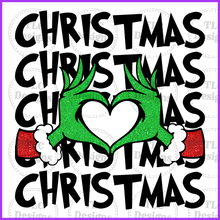 Load image into Gallery viewer, Christmas Stacked With Grinch Hands Full Color Transfers
