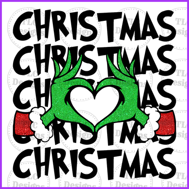 Christmas Stacked With Grinch Hands Full Color Transfers