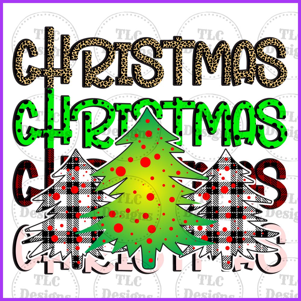 Christmas Stacked With Trees Full Color Transfers