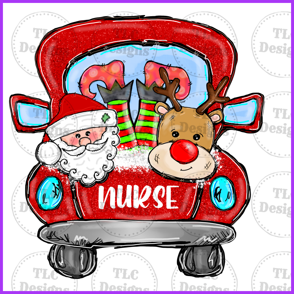 Christmas Truck With Nurse Full Color Transfers