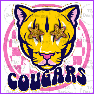Cougars Gold Navy And Pink Full Color Transfers