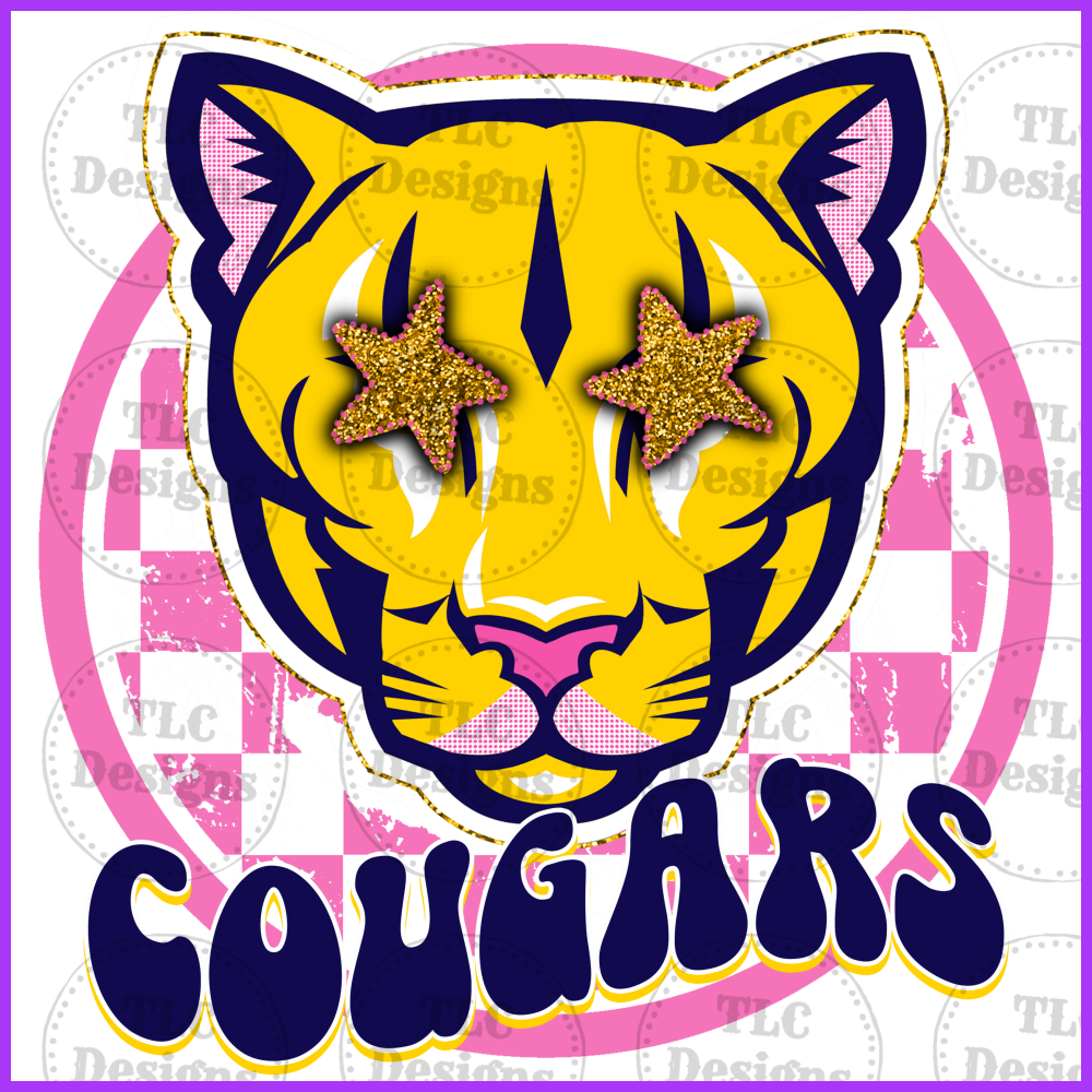 Cougars Gold Navy And Pink Full Color Transfers