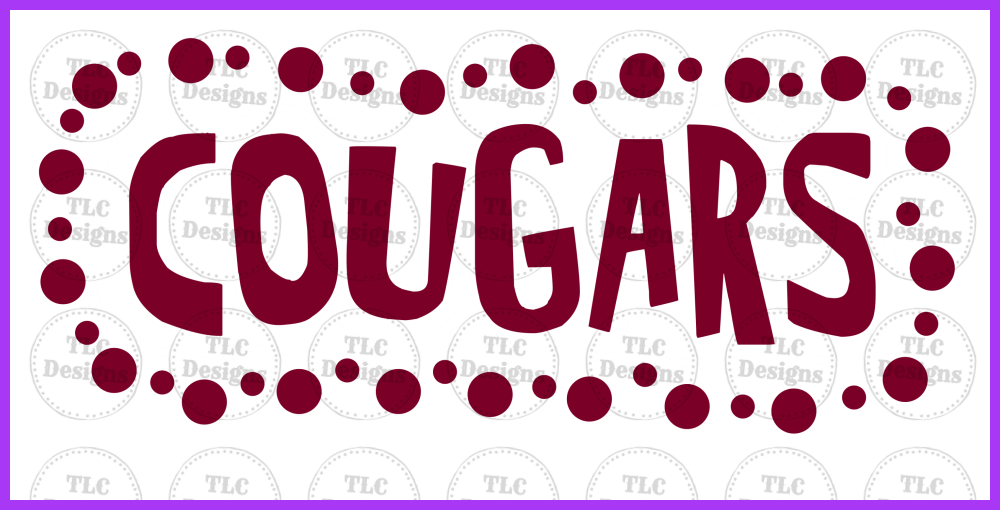 Cougars Maroon And White Full Color Transfers