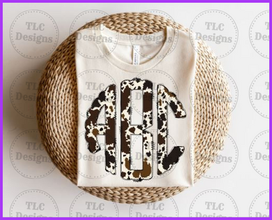 Cow Print Monogram Full Color Transfers