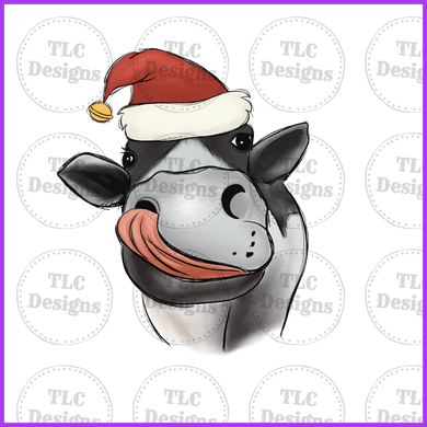 Cow With Santa Hat Full Color Transfers