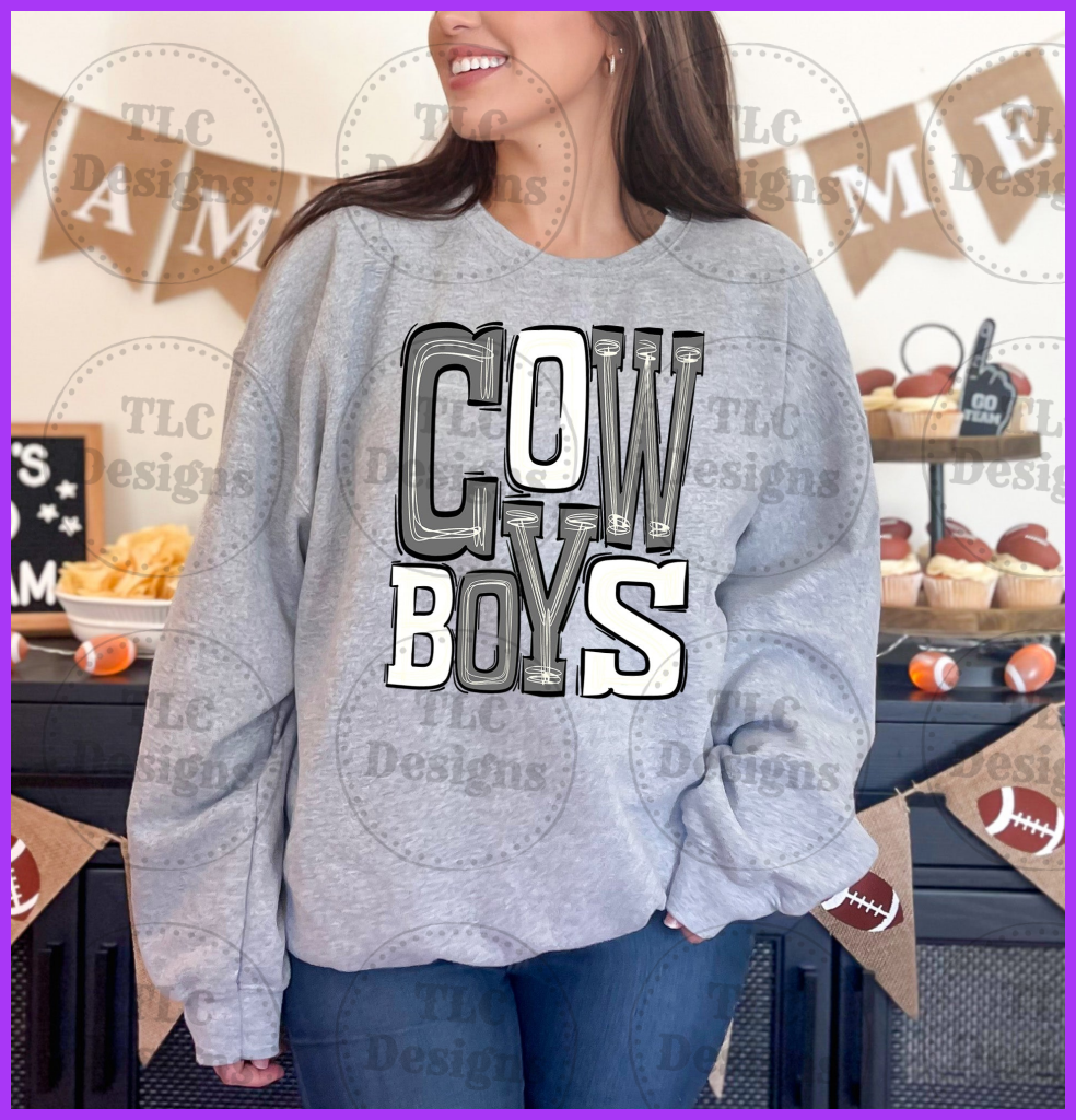 Cowboys Grey And White Full Color Transfers