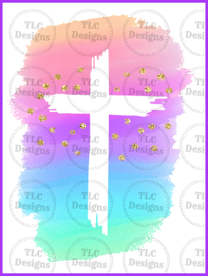 Cross With Pastel Full Color Transfers