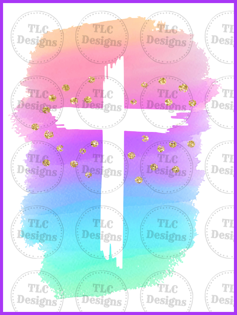 Cross With Pastel Full Color Transfers