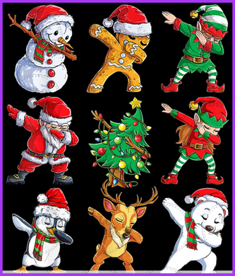 Dabbing Santa And Friends Full Color Transfers