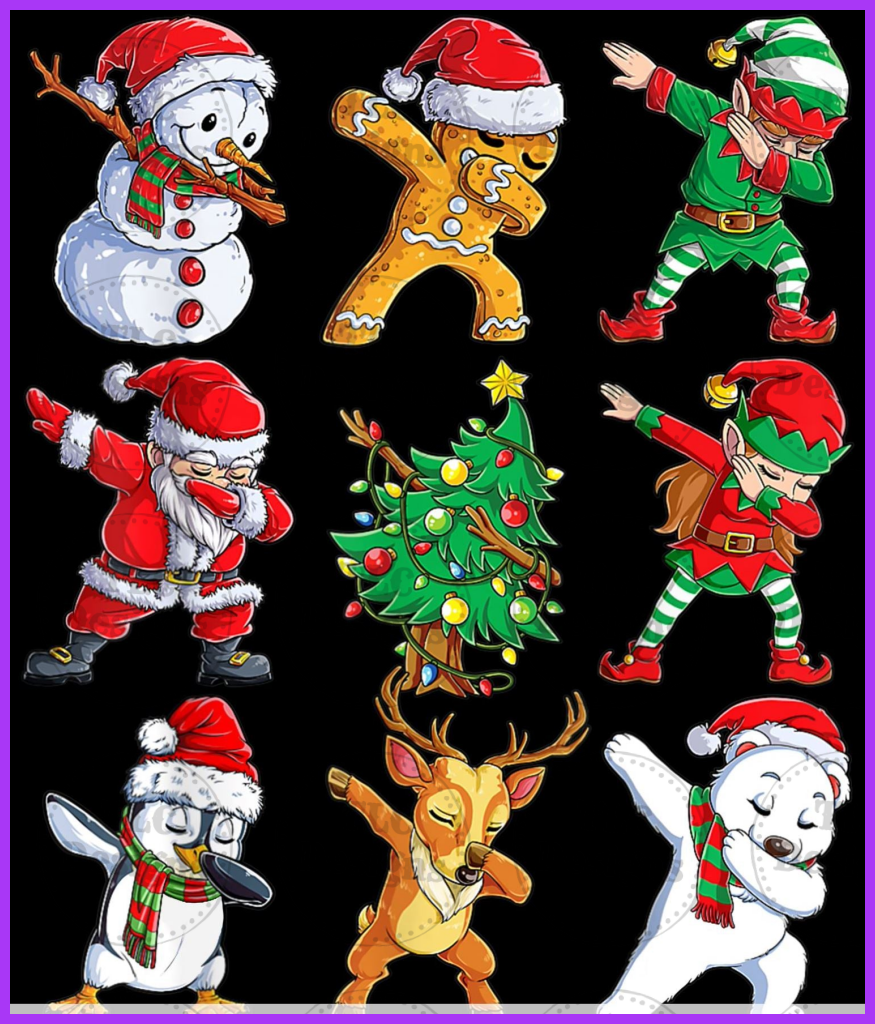 Dabbing Santa And Friends Full Color Transfers