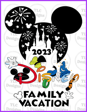 Disney Family Vacation- Can Add Names In The Ear Full Color Transfers