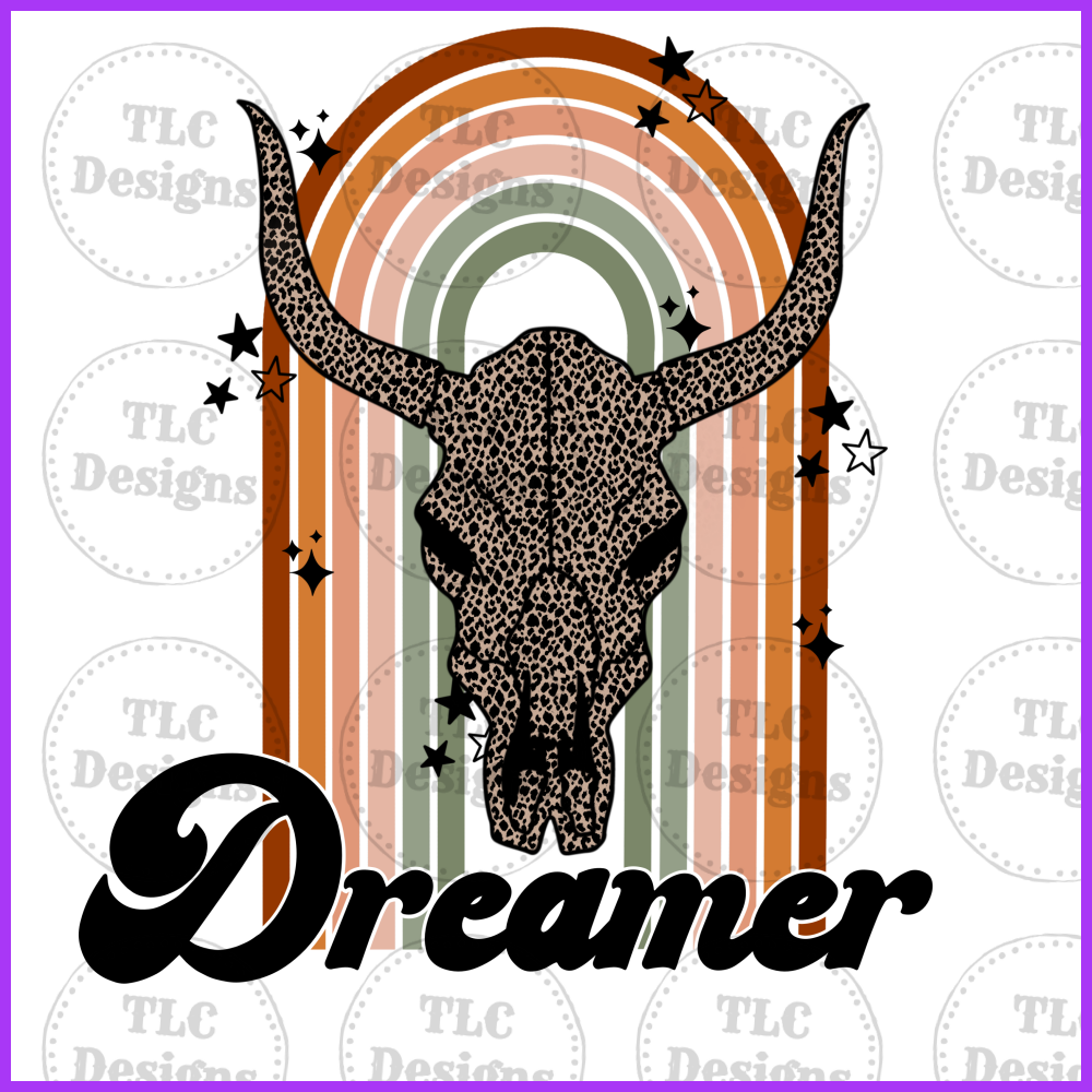 Dreamer Bull Skull Full Color Transfers