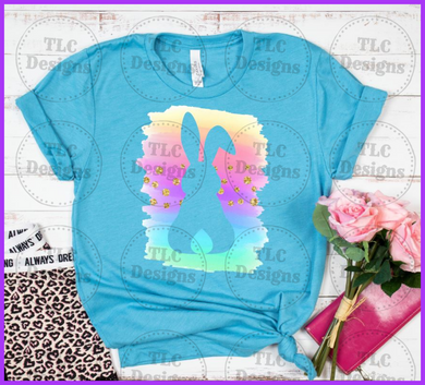 Easter Bunny On Pastel Rainbow Full Color Transfers