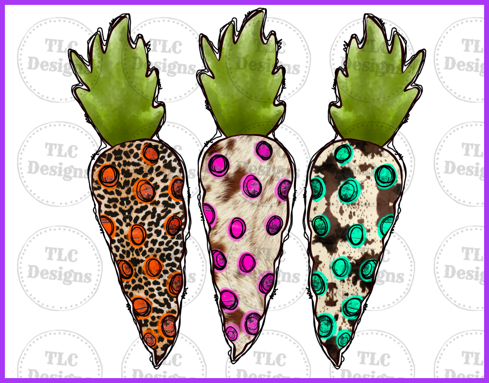 Easter Cowhide Carrots Full Color Transfers