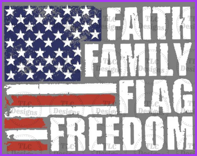 Faith Family Flag Full Color Transfers