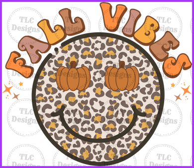 Fall Vibes Smiley Face Full Color Transfers