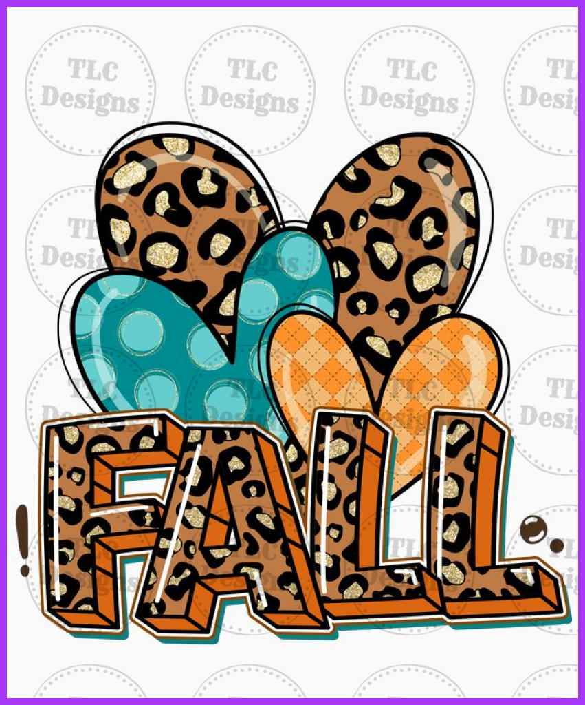 Fall With Hearts Full Color Transfers