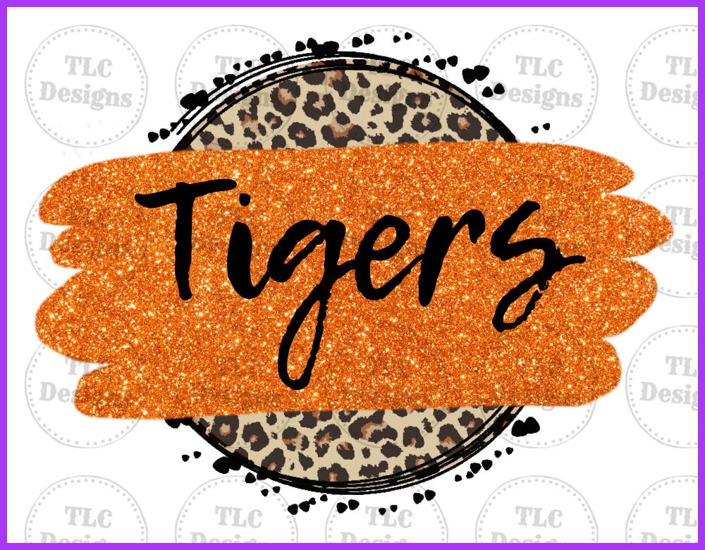 Glitter Tigers With Black Font Full Color Transfers