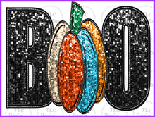 Load image into Gallery viewer, Faux Sequin Boo With Pumpkin Full Color Transfers
