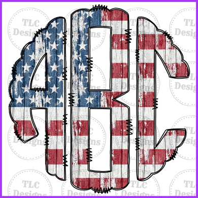 Flag Wood Monogram Full Color Transfers