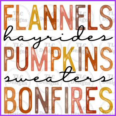 Flannel Pumpkins And Bonfires Full Color Transfers
