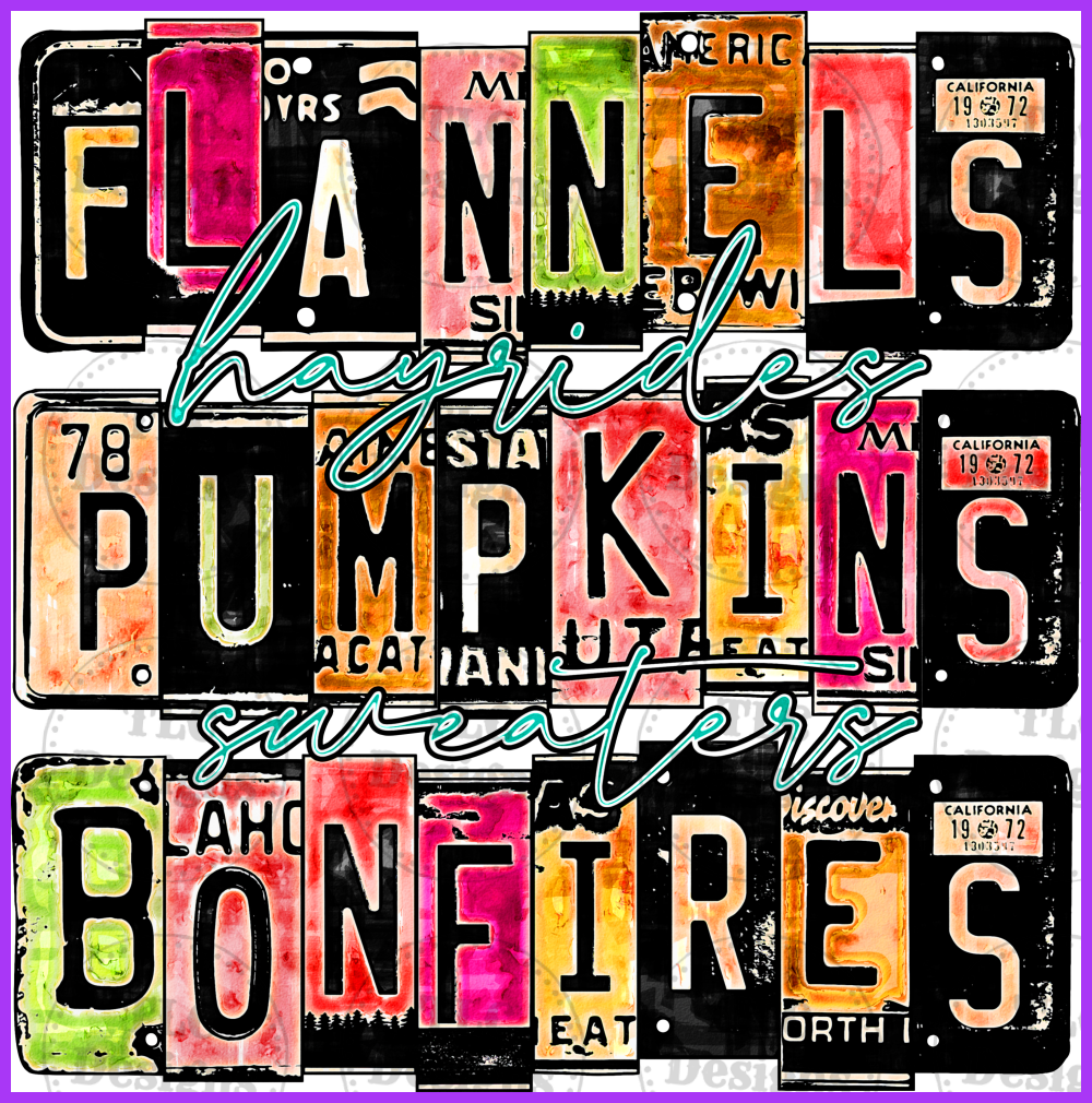 Flannels Pumpkins Bonfires Full Color Transfers