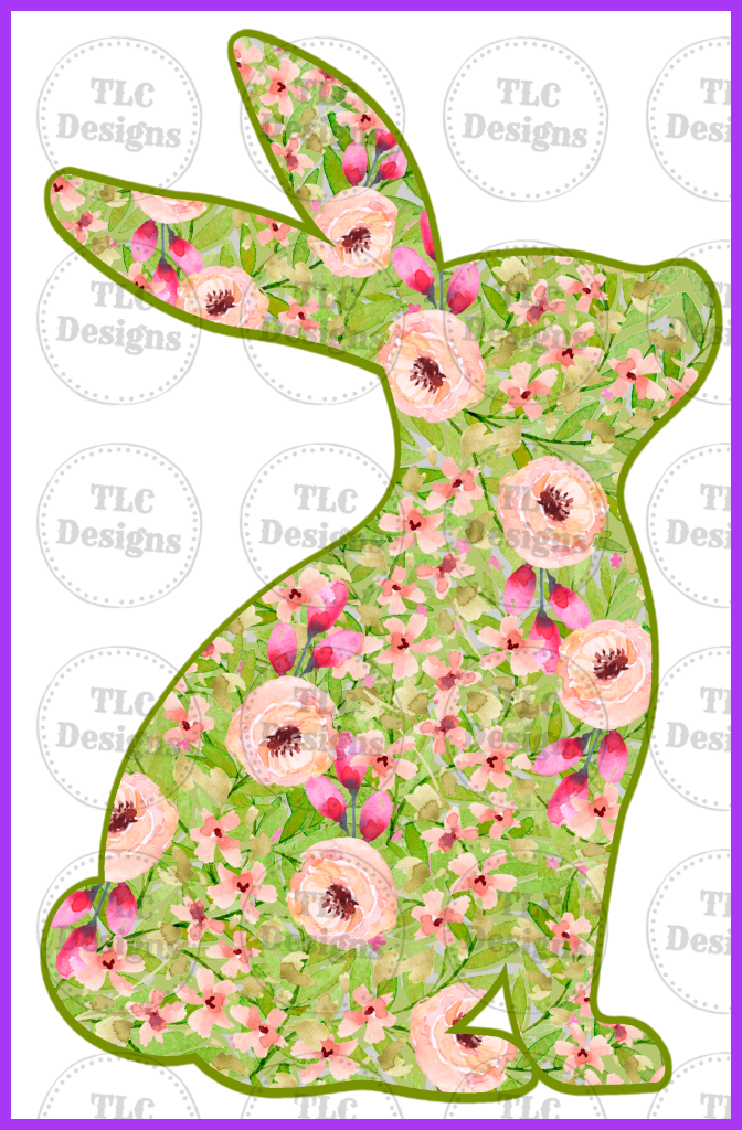 Floral Bunny Full Color Transfers