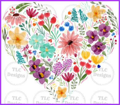 Floral Heart Full Color Transfers