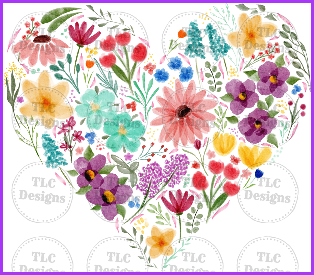 Floral Heart Full Color Transfers