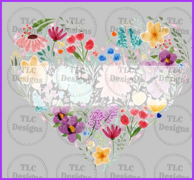 Floral Heart - Transparent Middle Full Color Transfers
