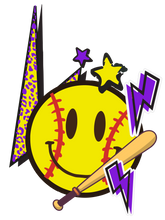 Load image into Gallery viewer, Softball Purple Bolt With Free Pocket Full Color Transfers
