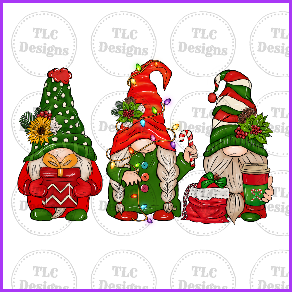Funny Gnomes Merry Christmas Full Color Transfers